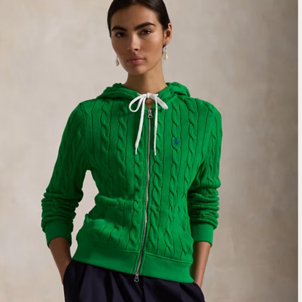 Polo Ralph Lauren Vibrant Green Cable Knit Hoodie